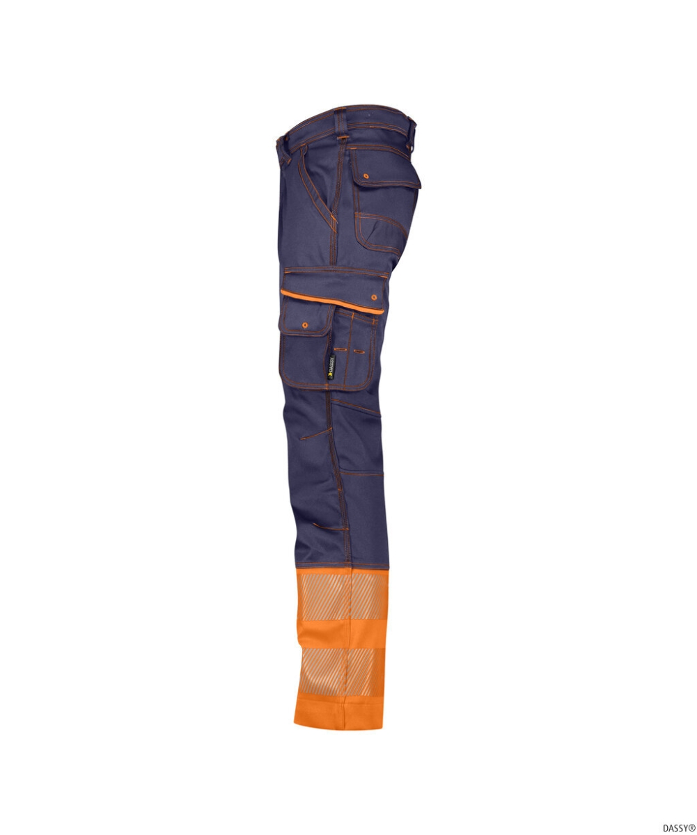 DASSY-Stretch-Warnschutzbundhose PRINCETON, dunkelblau/neonorange