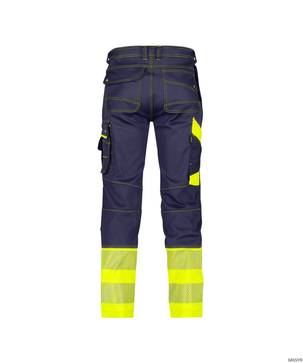 DASSY-Stretch-Warnschutzbundhose PRINCETON, dunkelblau/neongelb
