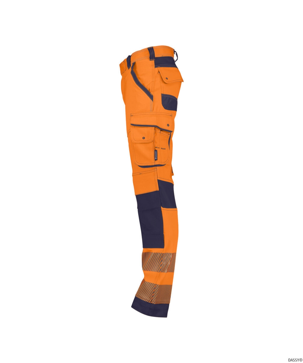 DASSY-Stretch-Warnschutzbundhose ARUBA, neonrot/zementgrau