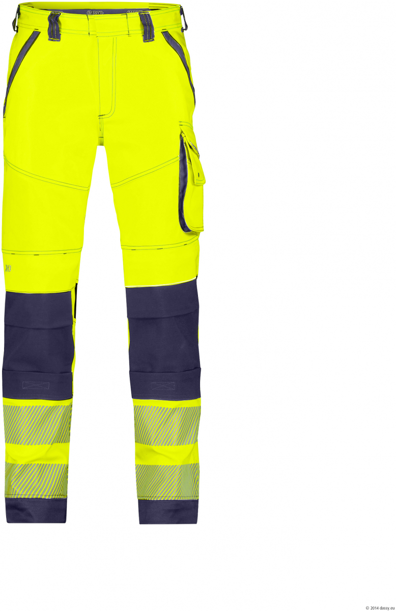 DASSY-Stretch-Warnschutzbundhose ARUBA, neongelb/dunkelblau