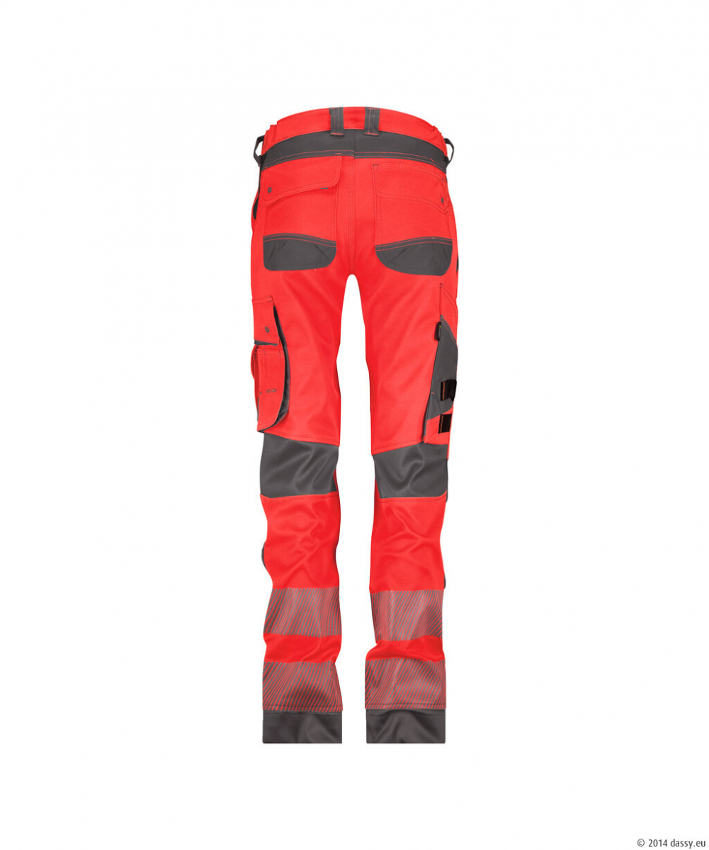 DASSY® Aruba Women Stretch-Warnschutzbundhose mit Kniepolstertaschen, neonrot/zementgrau