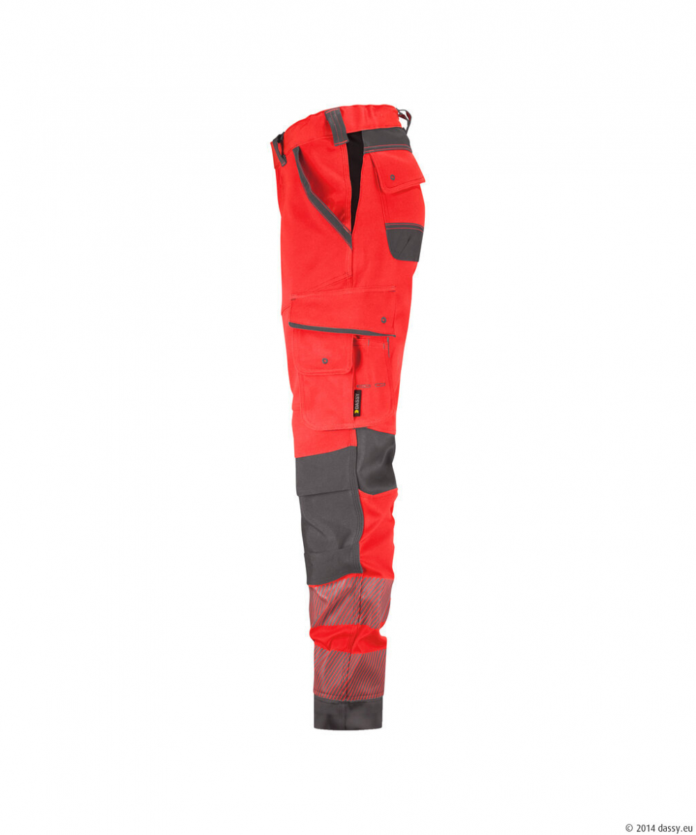 DASSY® Aruba Women Stretch-Warnschutzbundhose mit Kniepolstertaschen, neonrot/zementgrau
