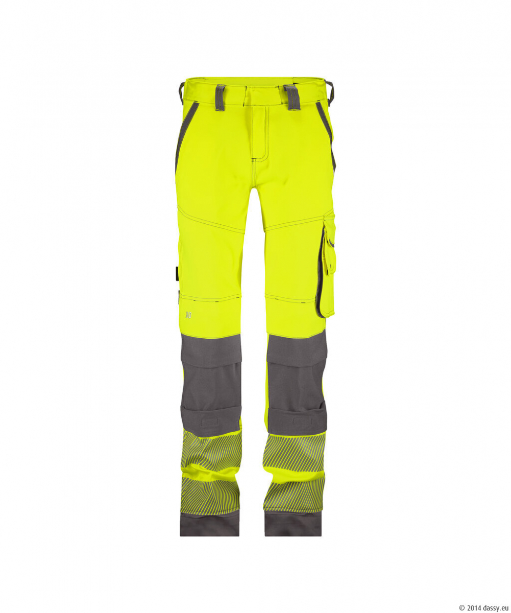 DASSY® Aruba Women Stretch-Warnschutzbundhose mit Kniepolstertaschen, neonelb/zementgrau