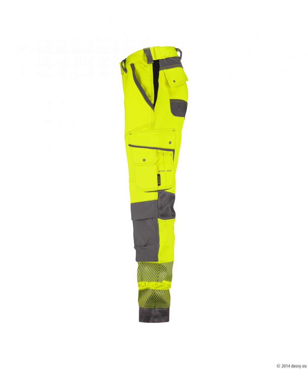 DASSY® Aruba Women Stretch-Warnschutzbundhose mit Kniepolstertaschen, neonelb/zementgrau