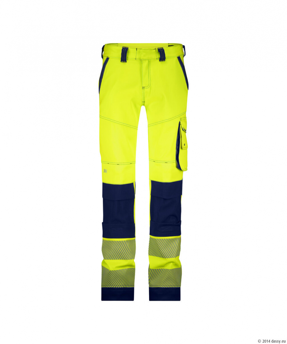DASSY® Aruba Women Stretch-Warnschutzbundhose mit Kniepolstertaschen, neongelb/dunkelblau