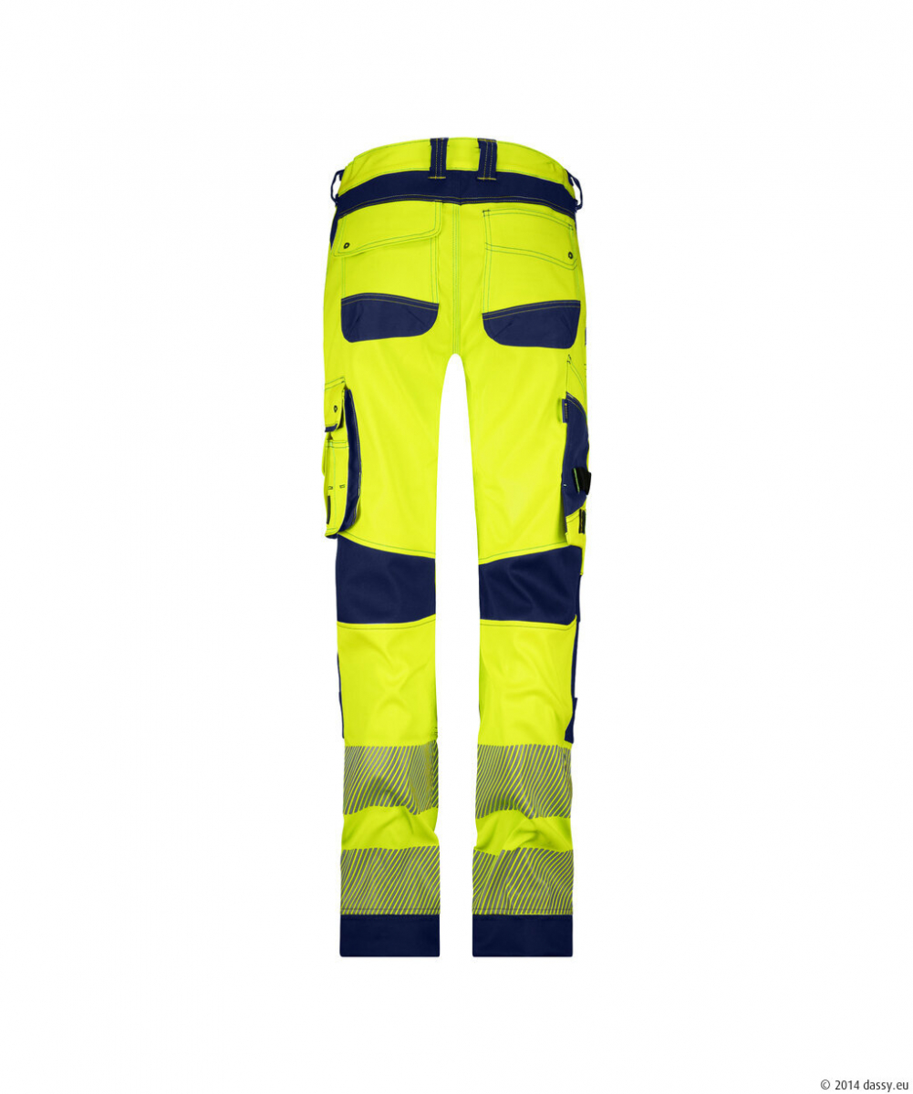 DASSY® Aruba Women Stretch-Warnschutzbundhose mit Kniepolstertaschen, neongelb/dunkelblau