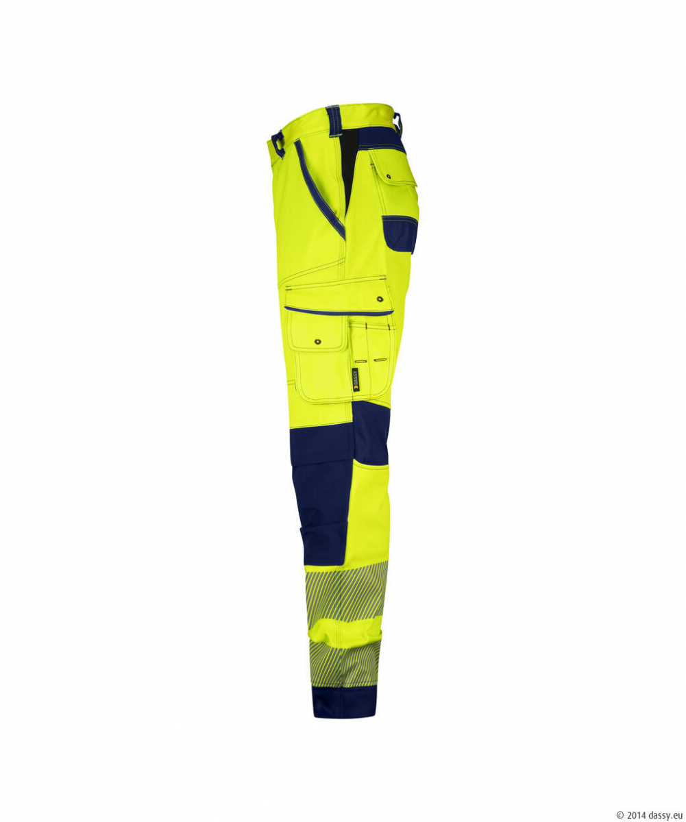 DASSY® Aruba Women Stretch-Warnschutzbundhose mit Kniepolstertaschen, neongelb/dunkelblau