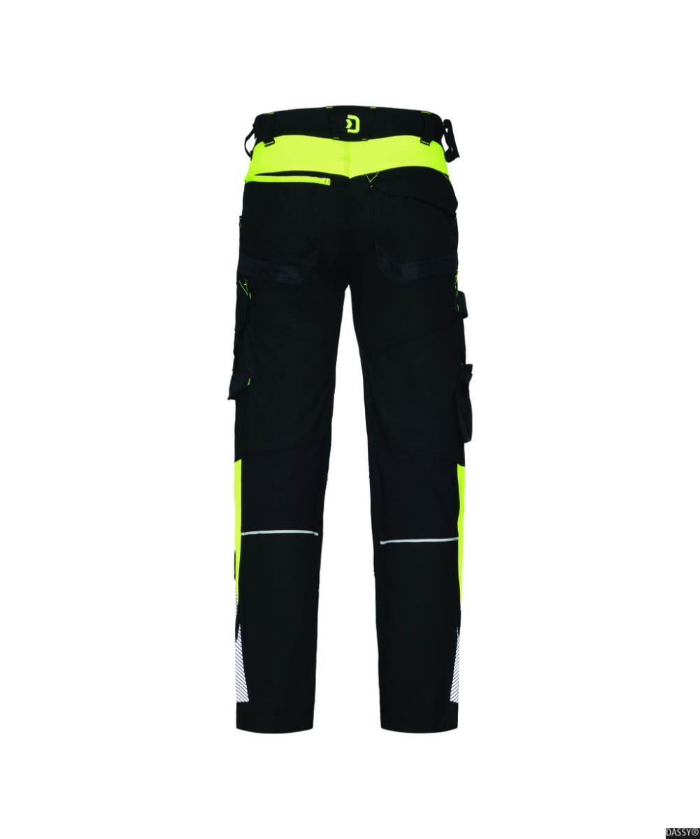 DASSY-Stretch-Arbeitshose CANTON, 245 g/m², schwarz/neongelb