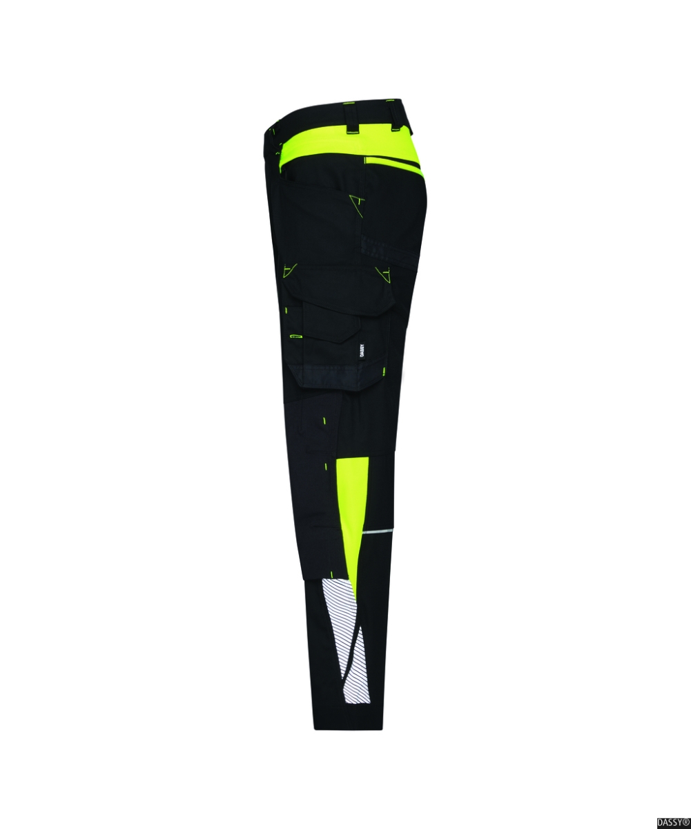 DASSY-Stretch-Arbeitshose CANTON, 245 g/m², schwarz/neongelb