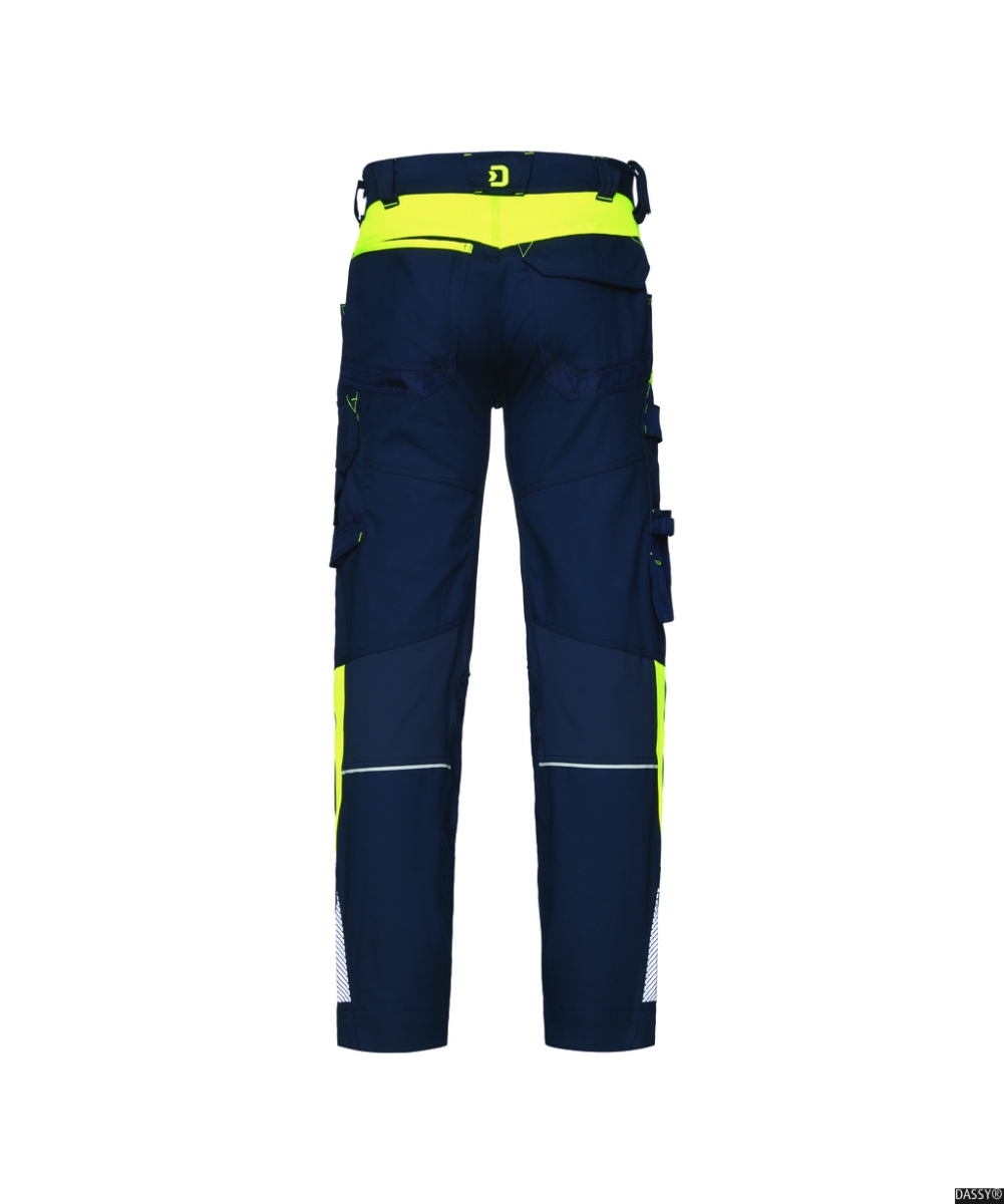 DASSY-Stretch-Arbeitshose CANTON, 245 g/m², nachtblau/neongelb