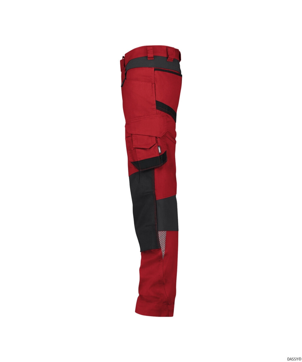 DASSY-Stretch-Arbeitshose mit Kniepolstertaschen DYNAX NEXT, 245 g/m², rot/schwarz