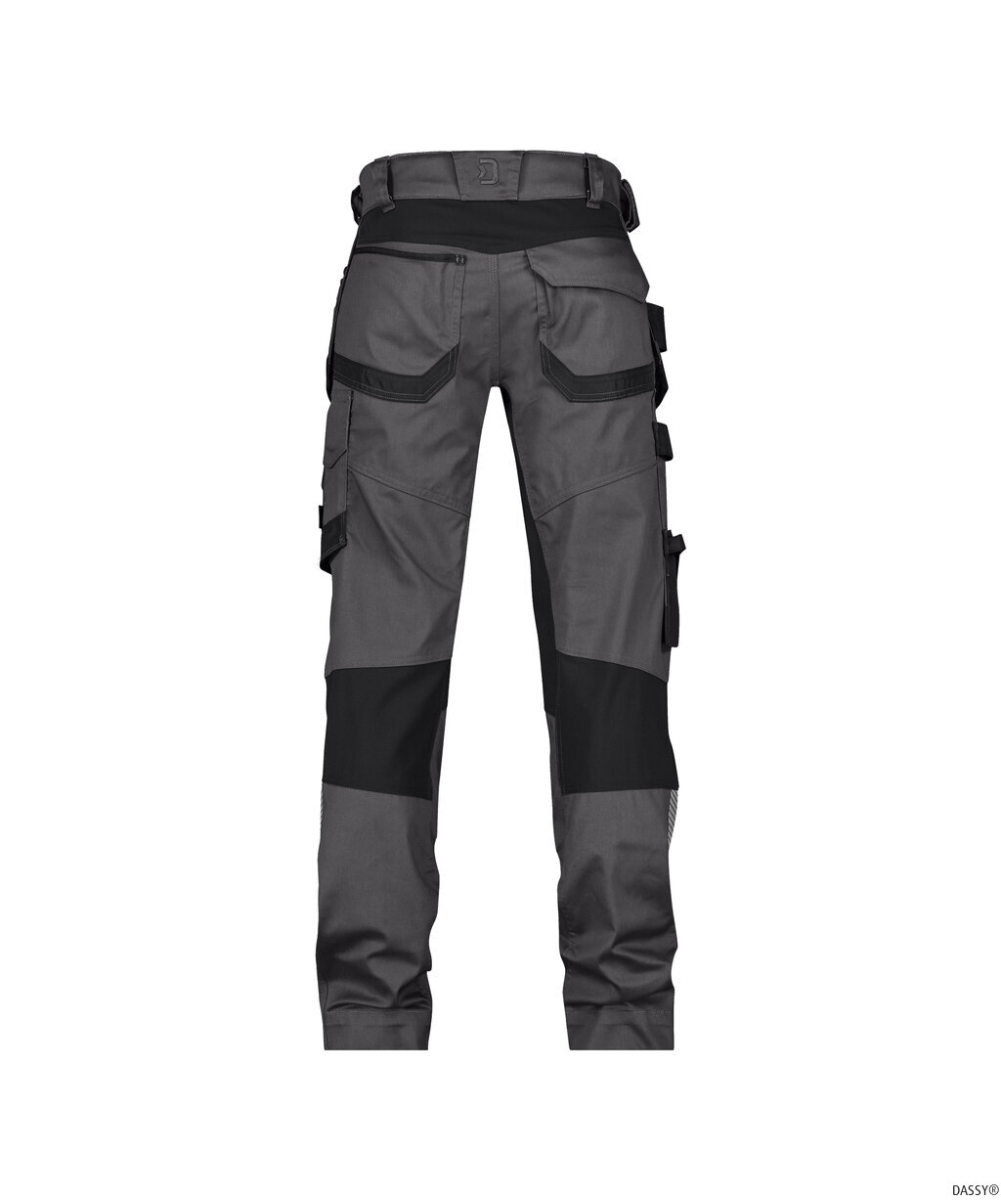 DASSY-Stretch-Arbeitshose mit Holstertaschen und Kniepolstertaschen FLUX NEXT, 245 g/m², anthrazitgrau/schwarz