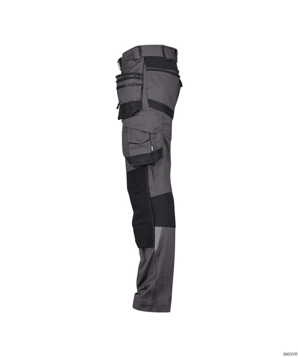 DASSY-Stretch-Arbeitshose mit Holstertaschen und Kniepolstertaschen FLUX NEXT, 245 g/m², anthrazitgrau/schwarz