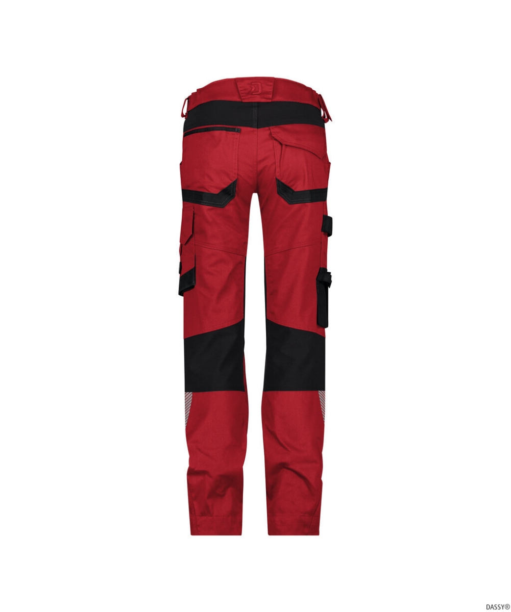 DASSY-Damen-Stretch-Arbeitshose mit Kniepolstertaschen DYNAX NEXT, 245 g/m², rot/schwarz