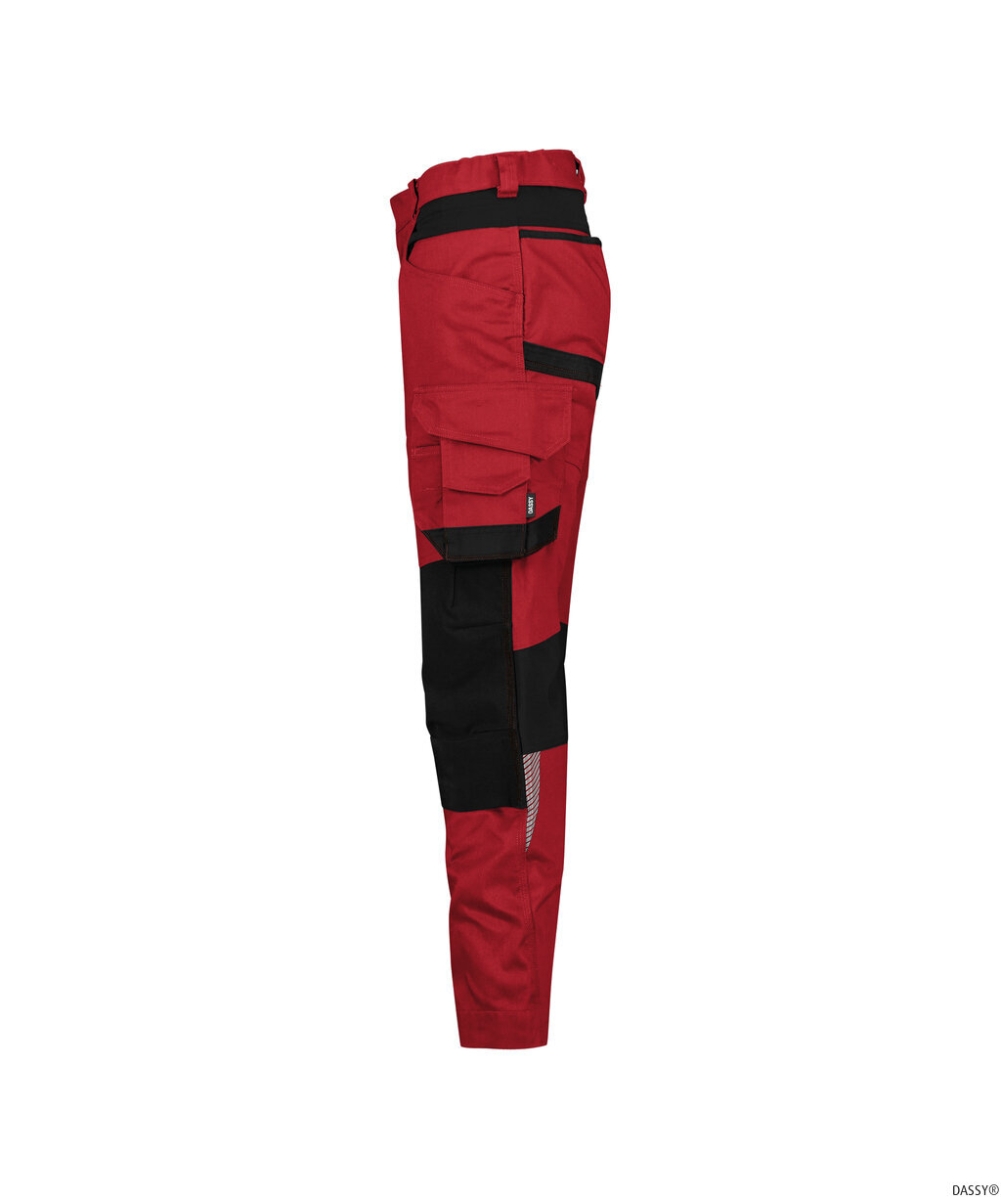 DASSY-Damen-Stretch-Arbeitshose mit Kniepolstertaschen DYNAX NEXT, 245 g/m², rot/schwarz