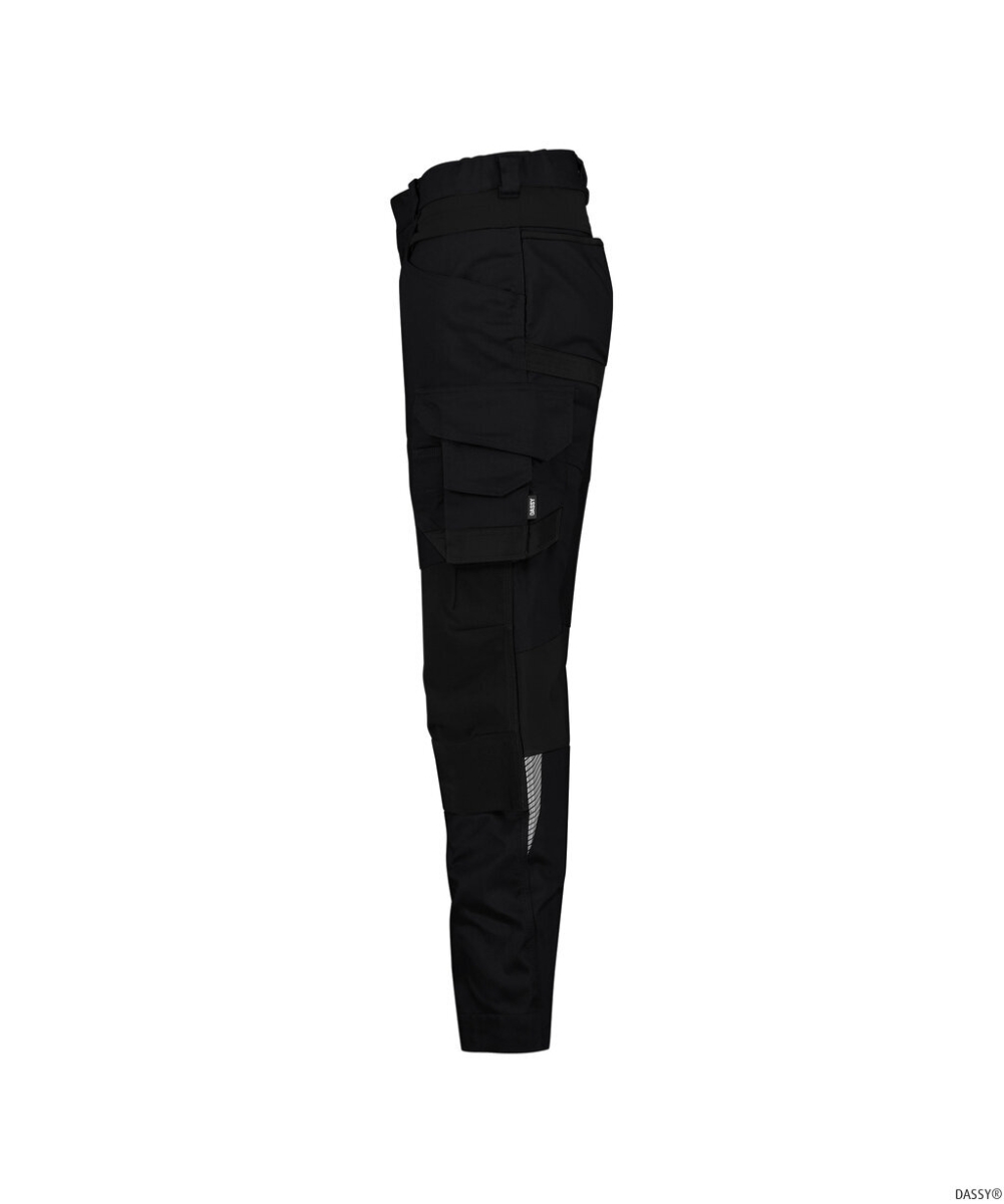 DASSY-Damen-Stretch-Arbeitshose mit Kniepolstertaschen DYNAX NEXT, 245 g/m², schwarz