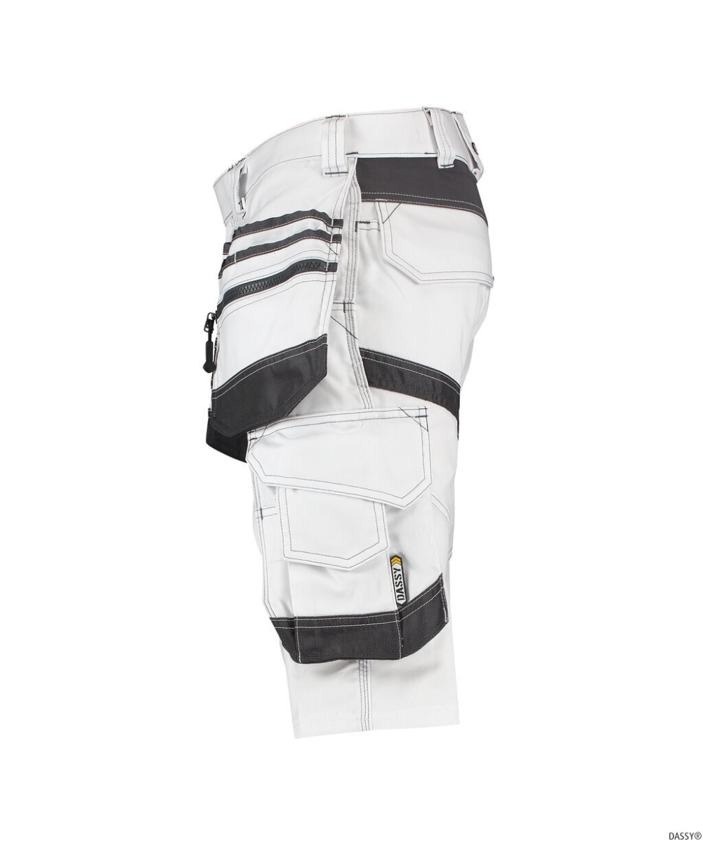 DASSY-Workwear, Multitaschen-Malershorts mit Stretch, TRIX PAINTERS, weiß/grau