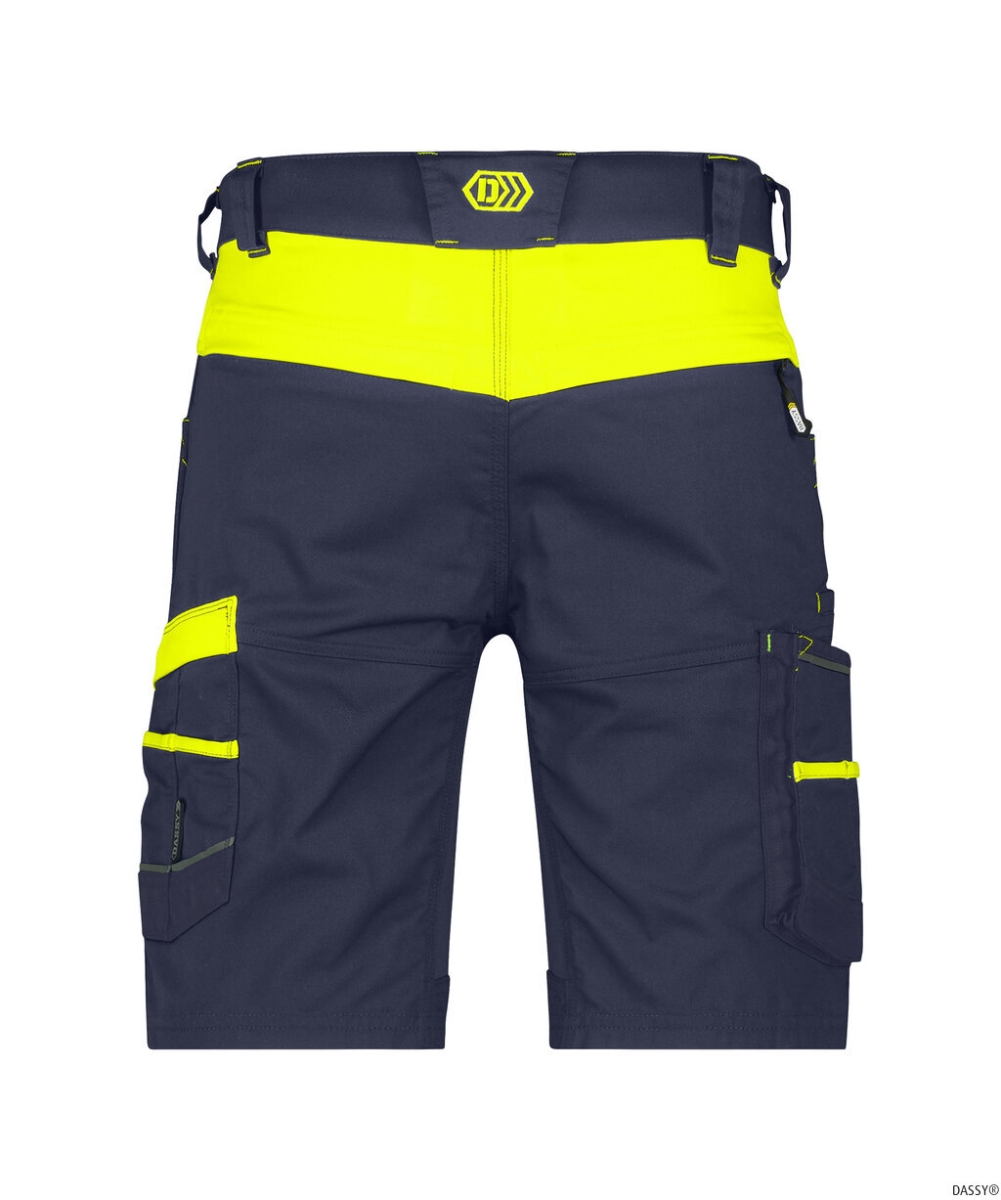 DASSY-Stretch-Arbeitsshorts MANILLA, 245 g/m², nachtblau/neongelb