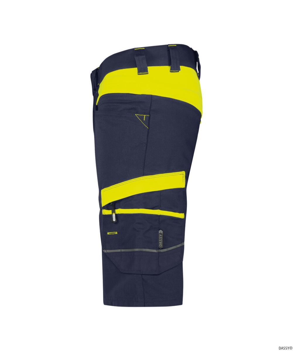 DASSY-Stretch-Arbeitsshorts MANILLA, 245 g/m², nachtblau/neongelb