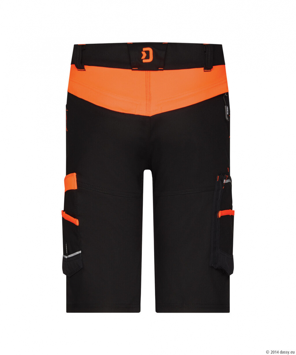 DASSY® ManillaStretch-Arbeitsshorts, schwarz/fluo orange