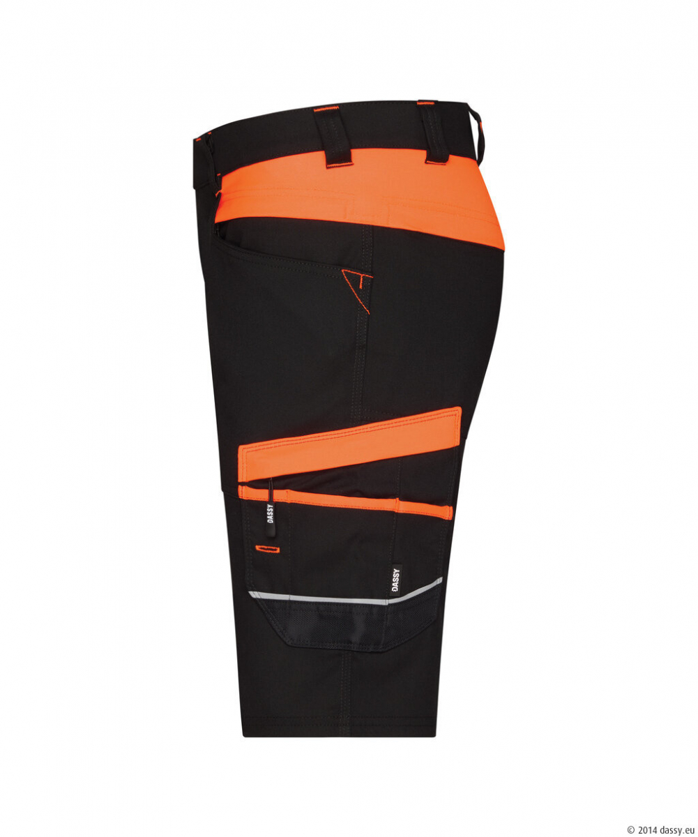 DASSY® ManillaStretch-Arbeitsshorts, schwarz/fluo orange