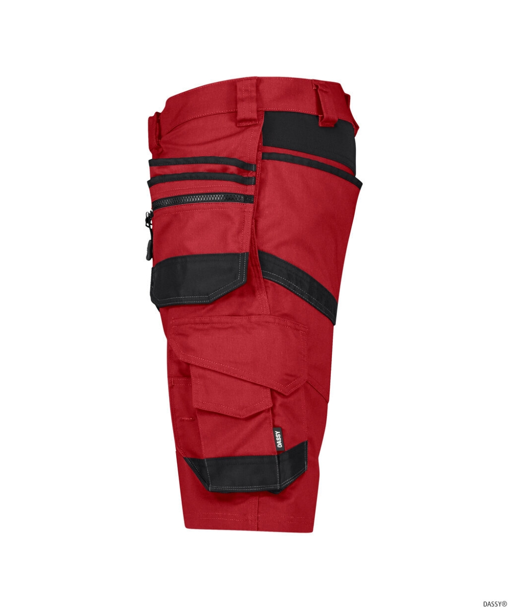 DASSY-Arbeitsshorts Stretch mit Holstertaschen TRIX NEXT, rot/schwarz