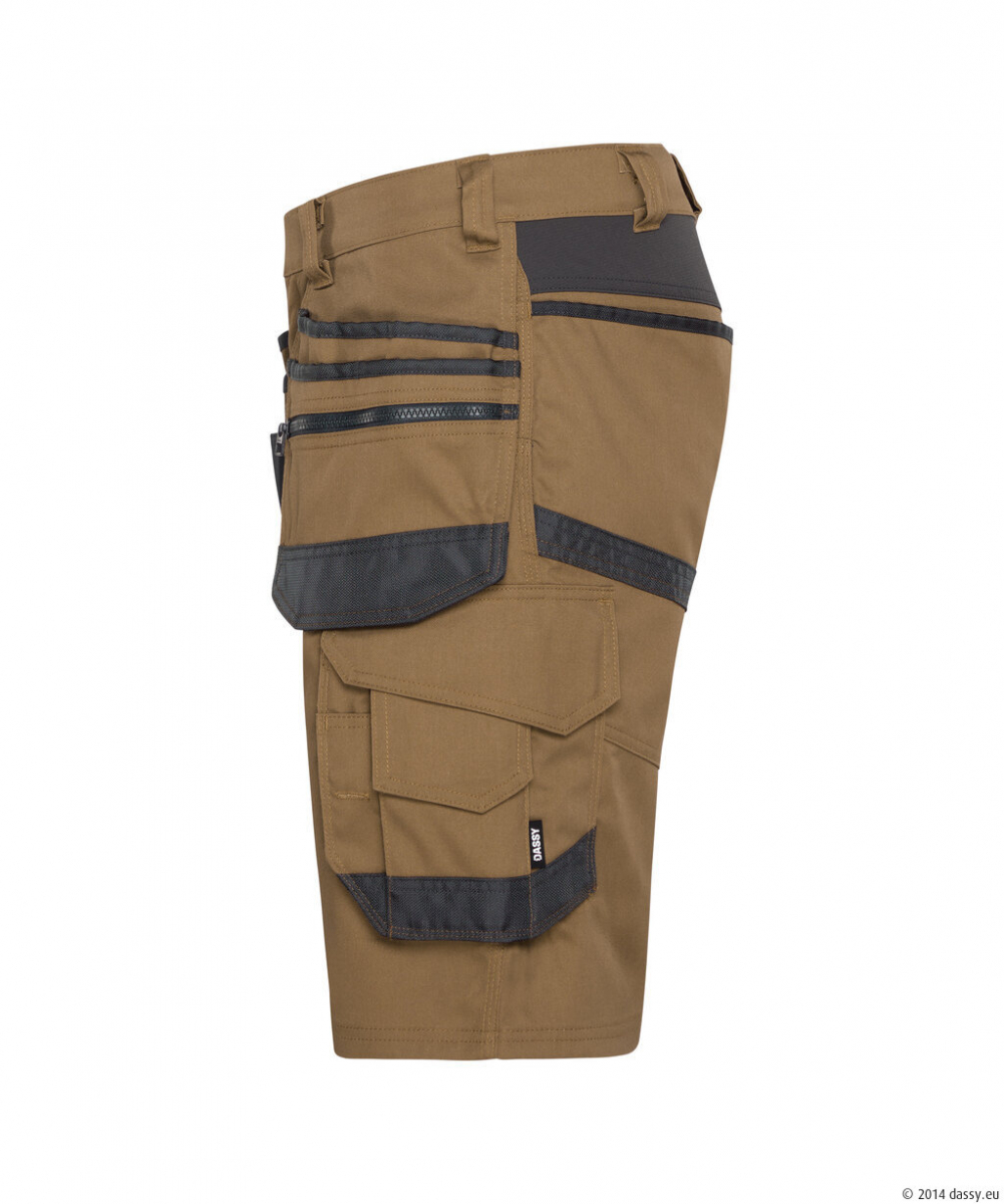 DASSY® Trix Next Stretch-Arbeitsshorts mit Holstertaschen, lehmbraun/anthrazitgrau