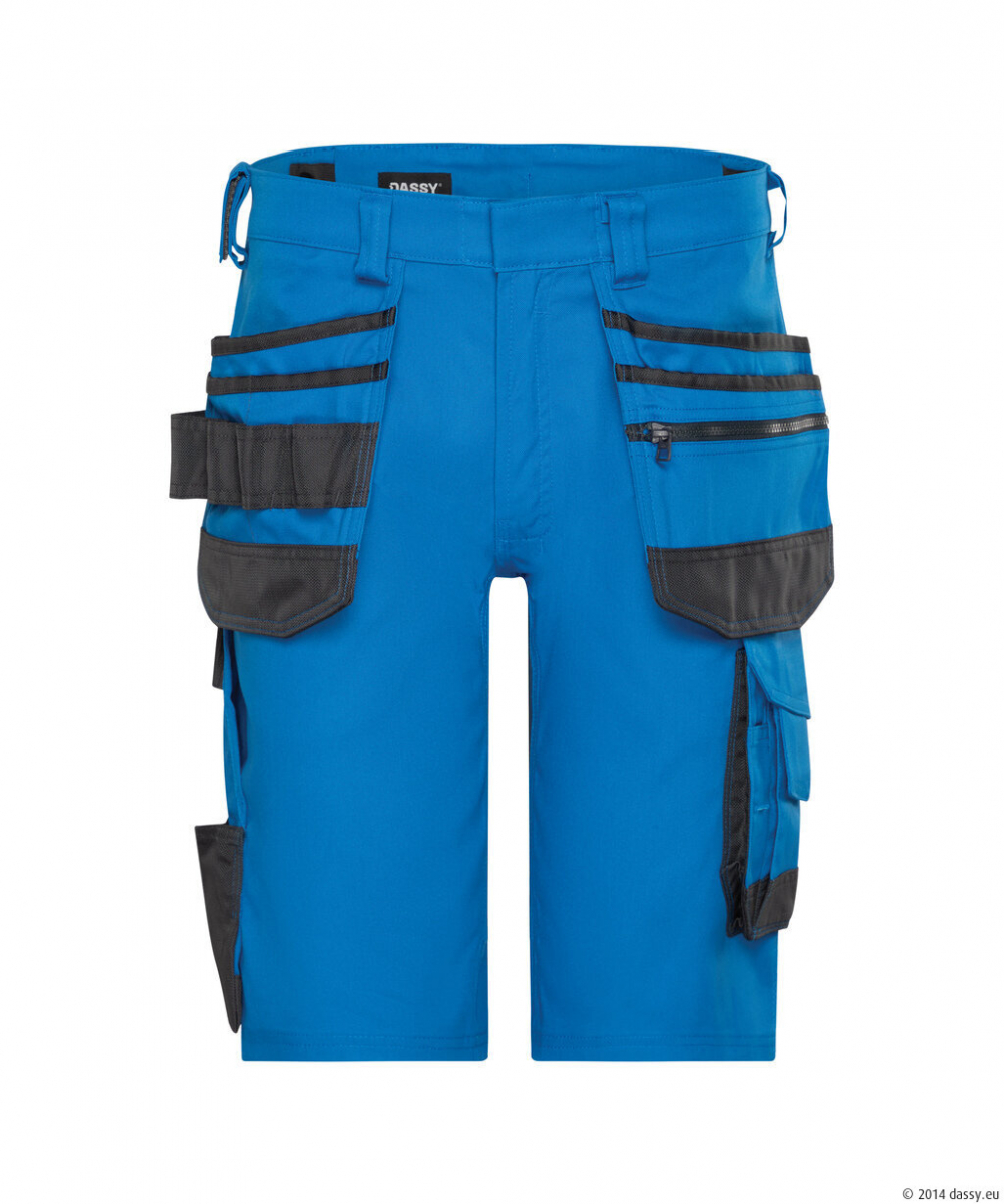 DASSY® Trix Next Stretch-Arbeitsshorts mit Holstertaschen, azurblau/anthrazitgrau