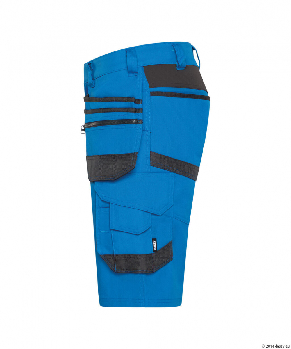 DASSY® Trix Next Stretch-Arbeitsshorts mit Holstertaschen, azurblau/anthrazitgrau