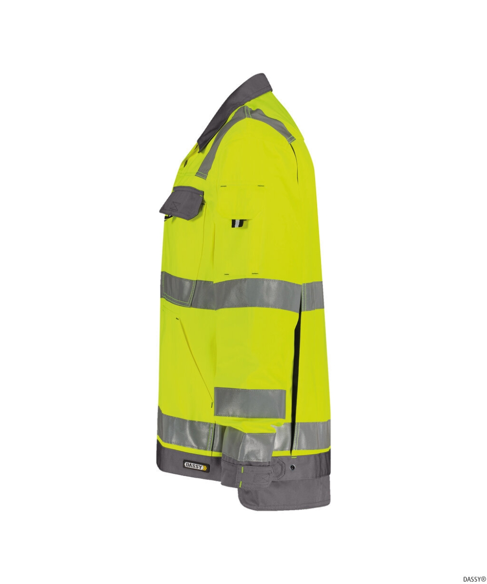 DASSY-Warnschutz, Jacke DUSSELDORF, mit Reflexstreifen über Schulter, gelb/grau