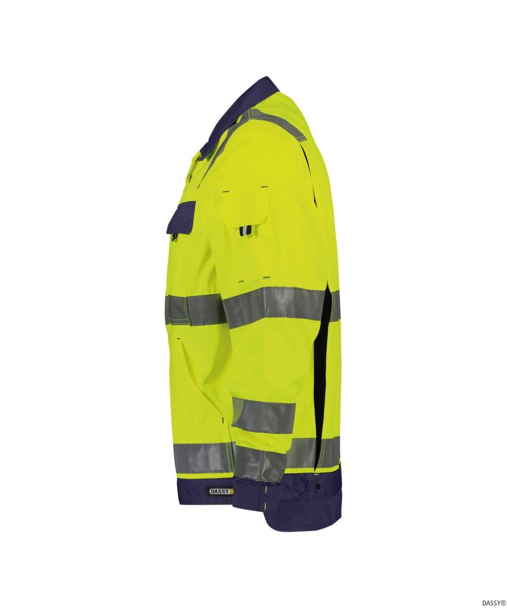 DASSY-Warnschutz, Jacke DUSSELDORF, mit Reflexstreifen über Schulter, gelb/dunkelblau