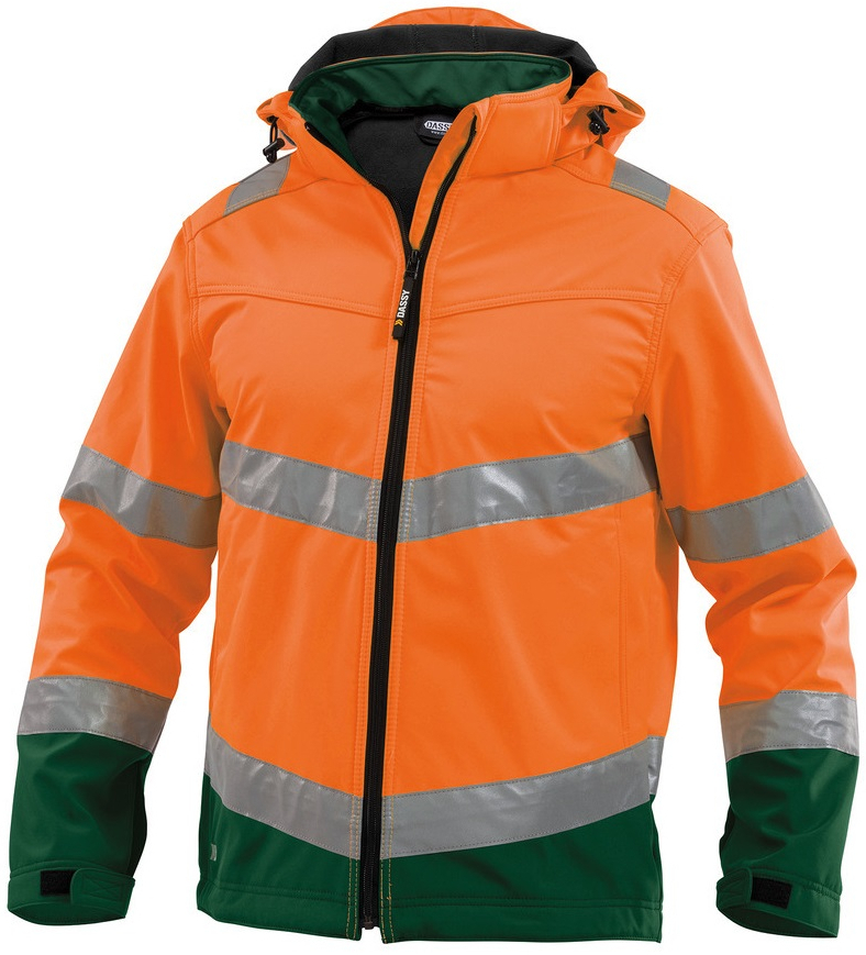 DASSY-Warnschutz, Softshell-Jacke MALAGA orange/grün