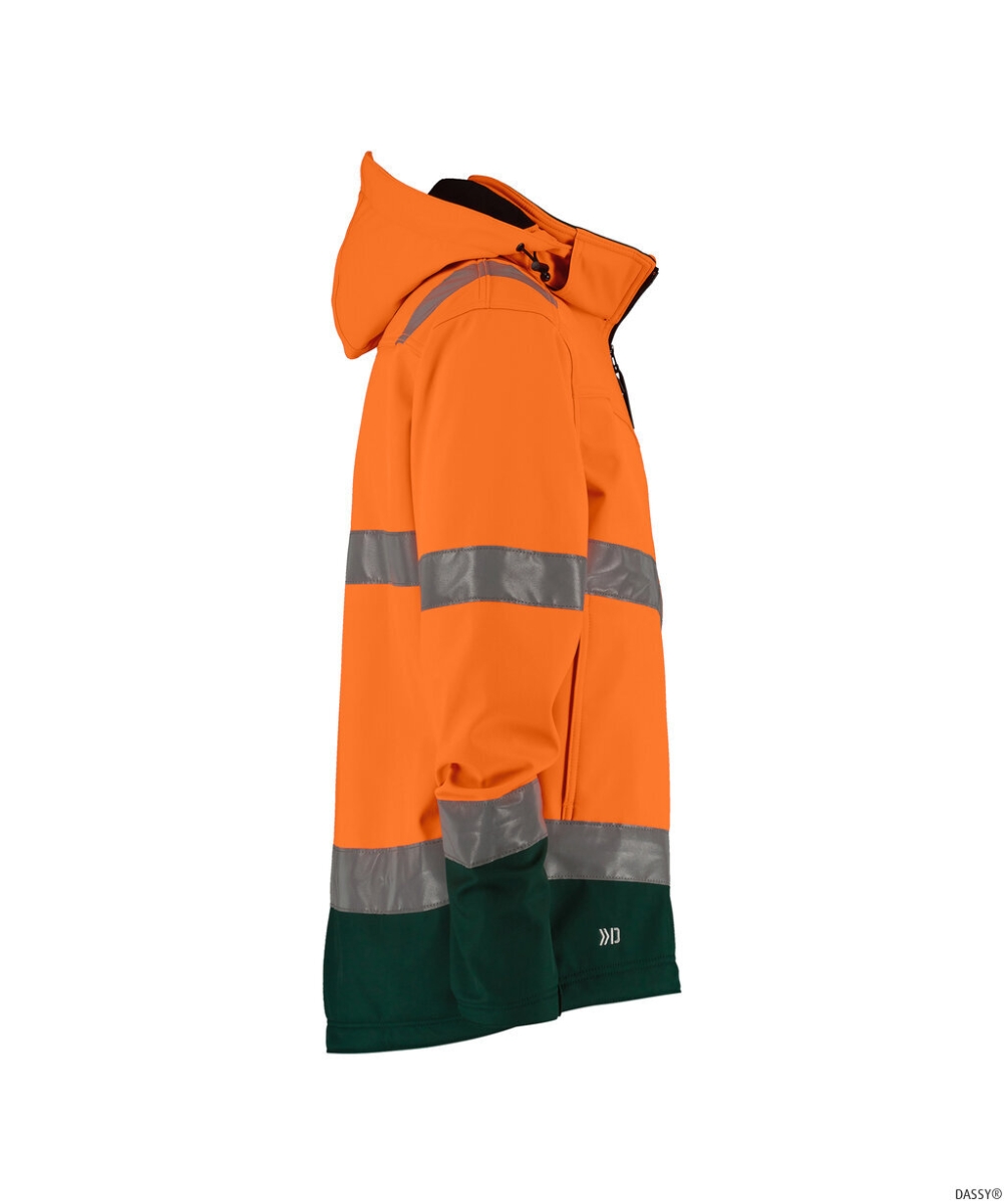 DASSY-Warnschutz, Softshell-Jacke MALAGA orange/grün
