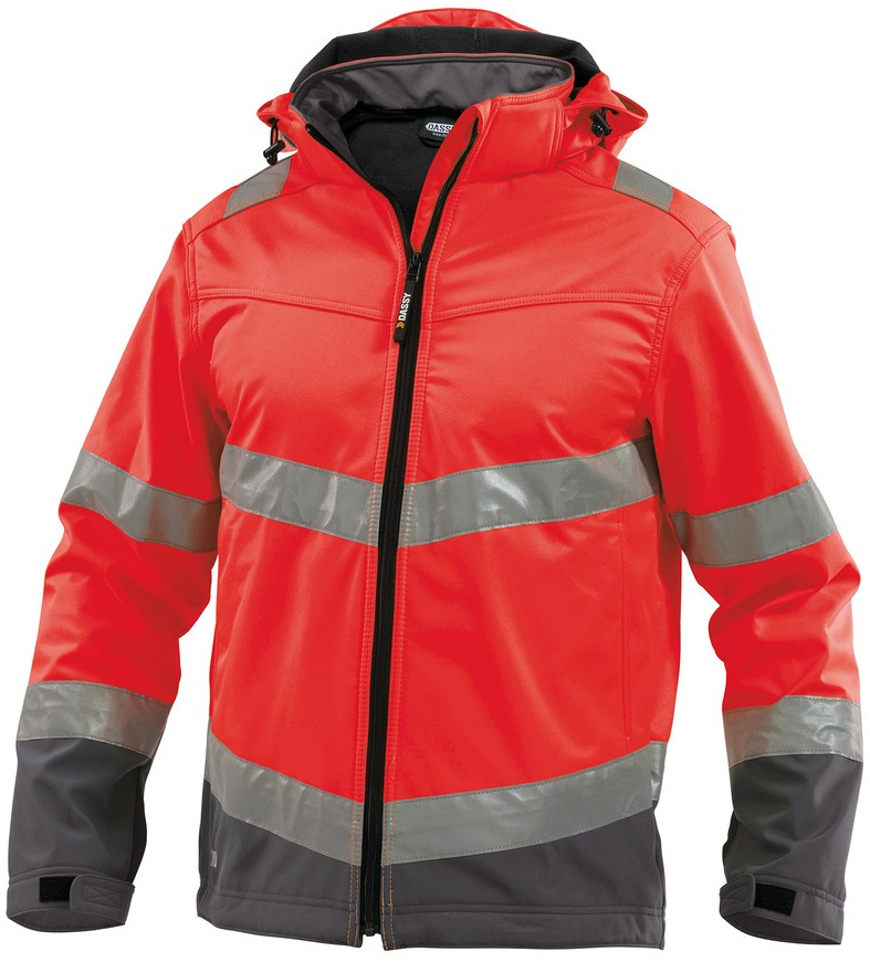 DASSY-Warnschutz, Softshell-Jacke "MALAGA"  rot/grau