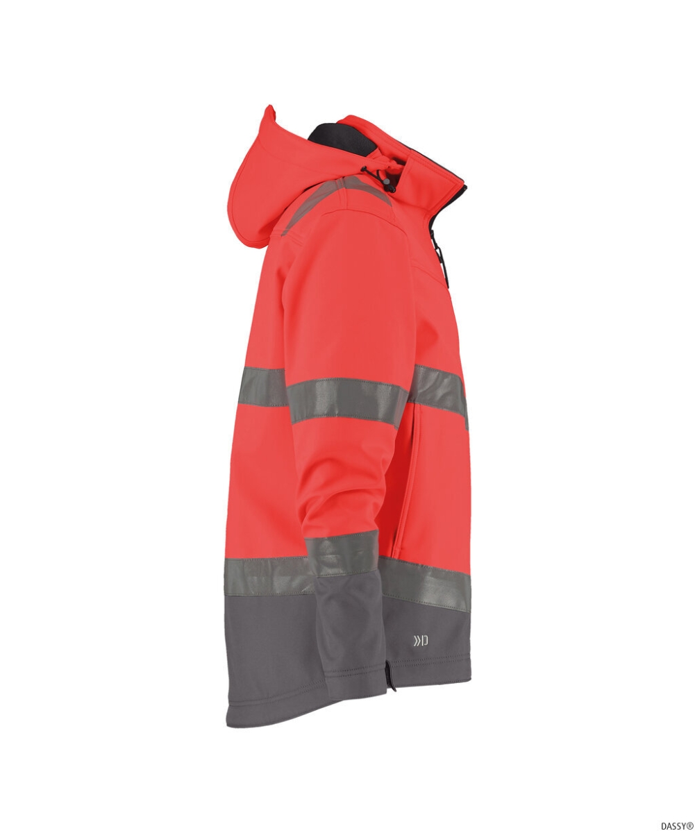 DASSY-Warnschutz, Softshell-Jacke MALAGA rot/grau