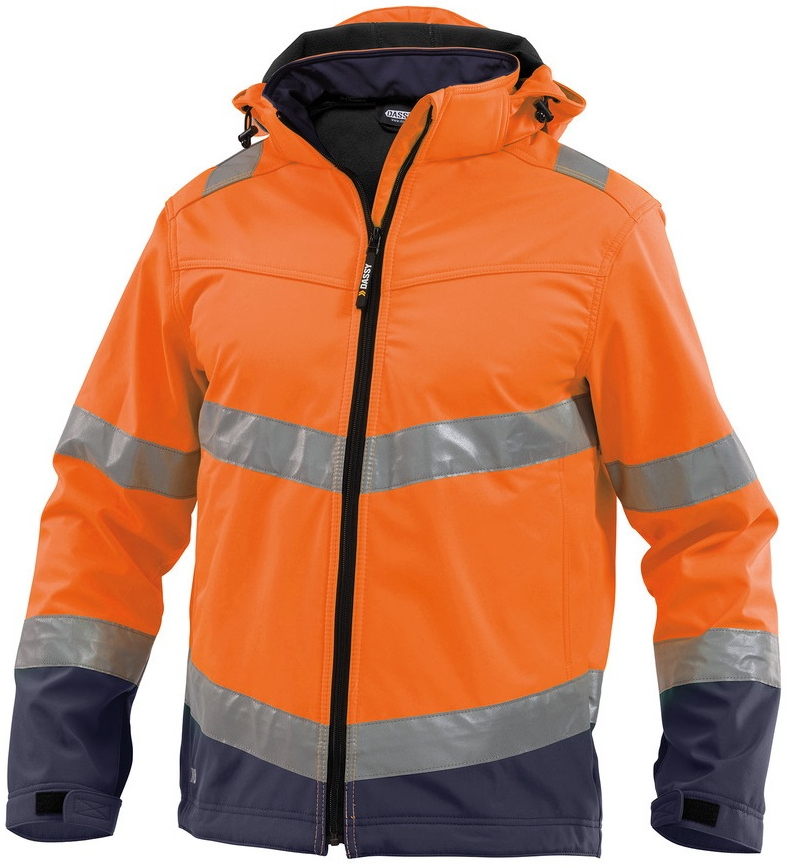 DASSY-Warnschutz, Softshell-Jacke MALAGA orange/dunkelblau