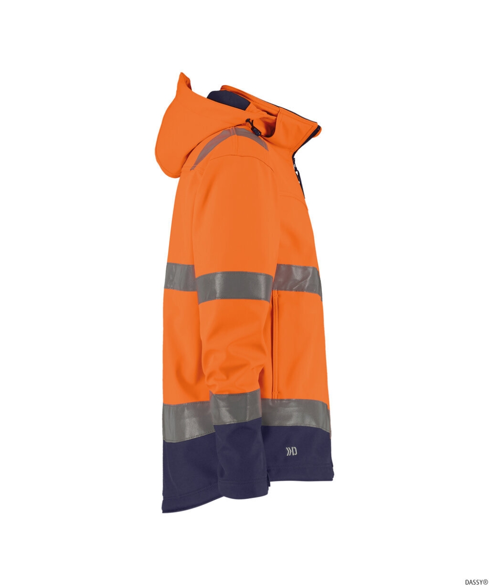 DASSY-Warnschutz, Softshell-Jacke MALAGA orange/dunkelblau