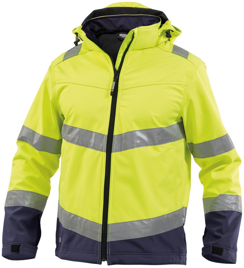 DASSY-Warnschutz, Softshell-Jacke "MALAGA"  gelb/dunkelblau