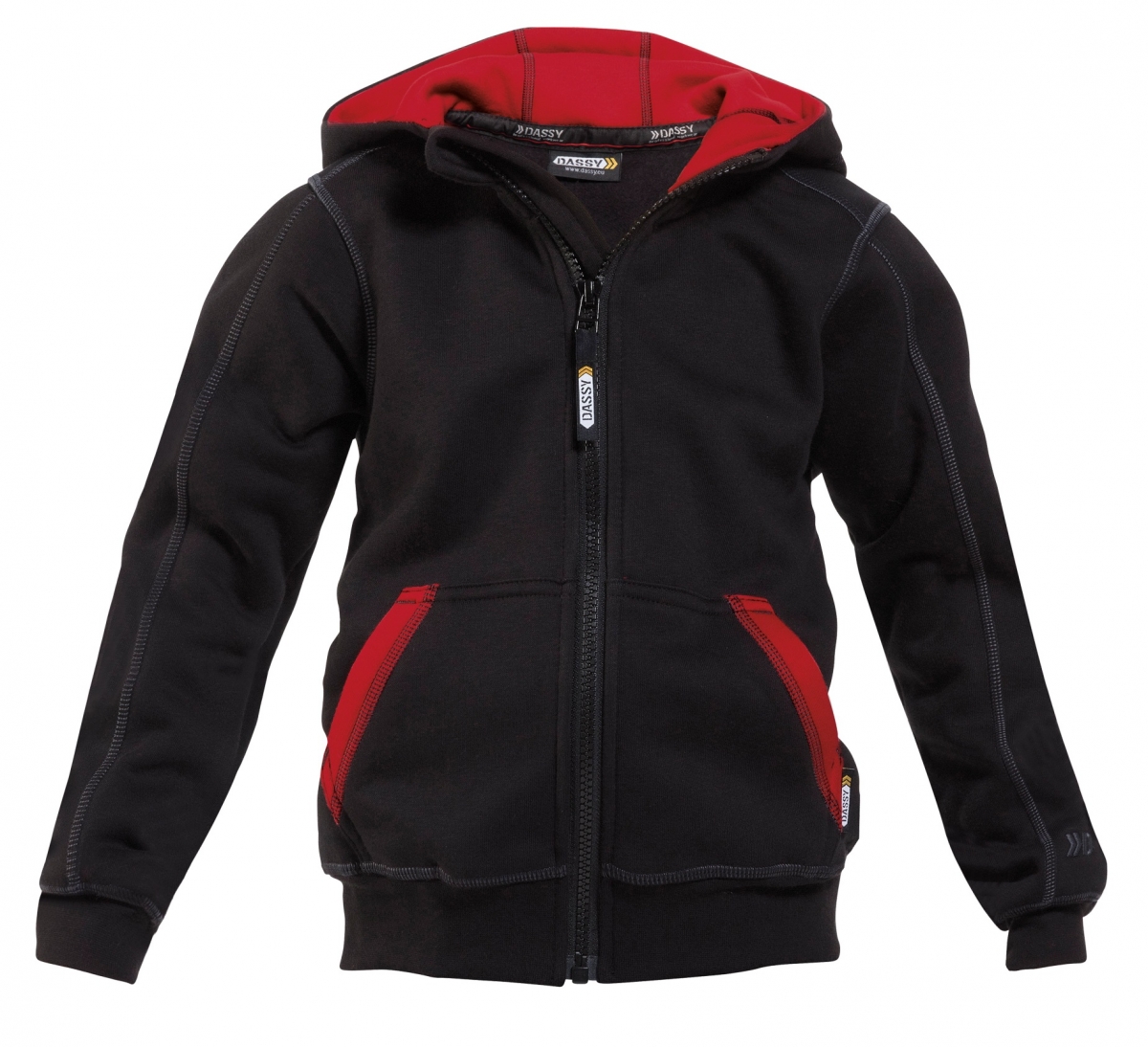 DASSY-Workwear, Kapuzensweatshirt "WATSON KIDS",  schwarz/rot