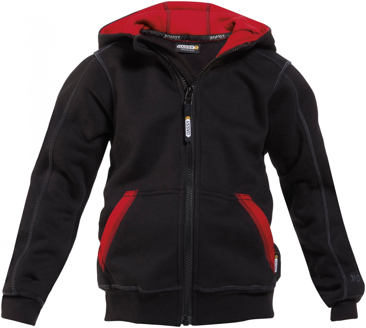 DASSY-Workwear, Kapuzensweatshirt "WATSON KIDS",  schwarz/rot