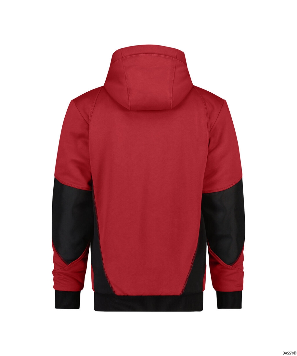 DASSY-Workwear, Sweatshirt-Jacke PULSE, rot/schwarz
