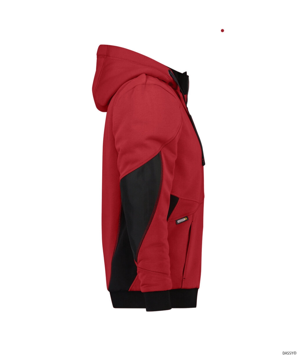 DASSY-Workwear, Sweatshirt-Jacke PULSE, rot/schwarz