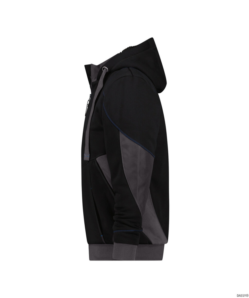 DASSY-Workwear, Sweatshirt-Jacke PULSE, schwarz/grau