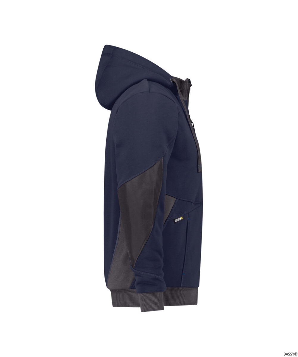 DASSY-Workwear, Sweatshirt-Jacke PULSE, dunkelblau/grau
