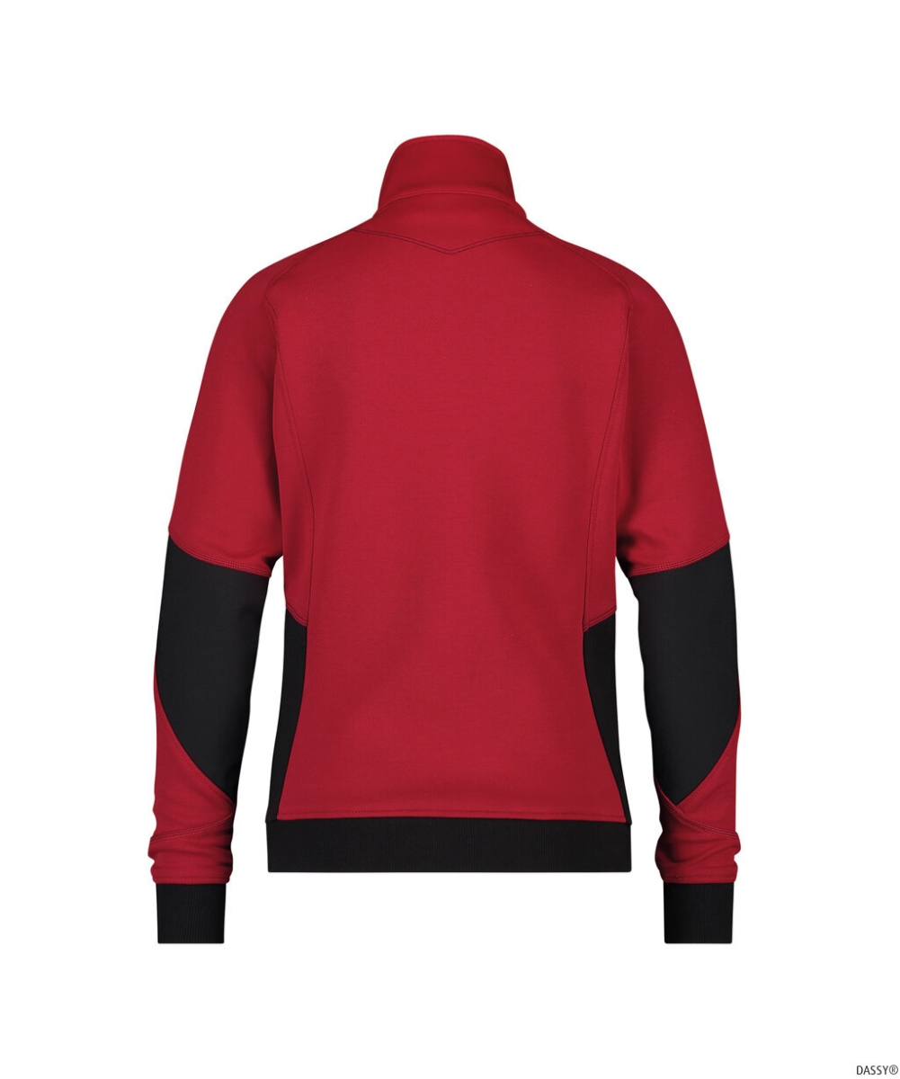 DASSY-Worker-Shirts, Damen-Sweatshirt VELOX, rot/schwarz