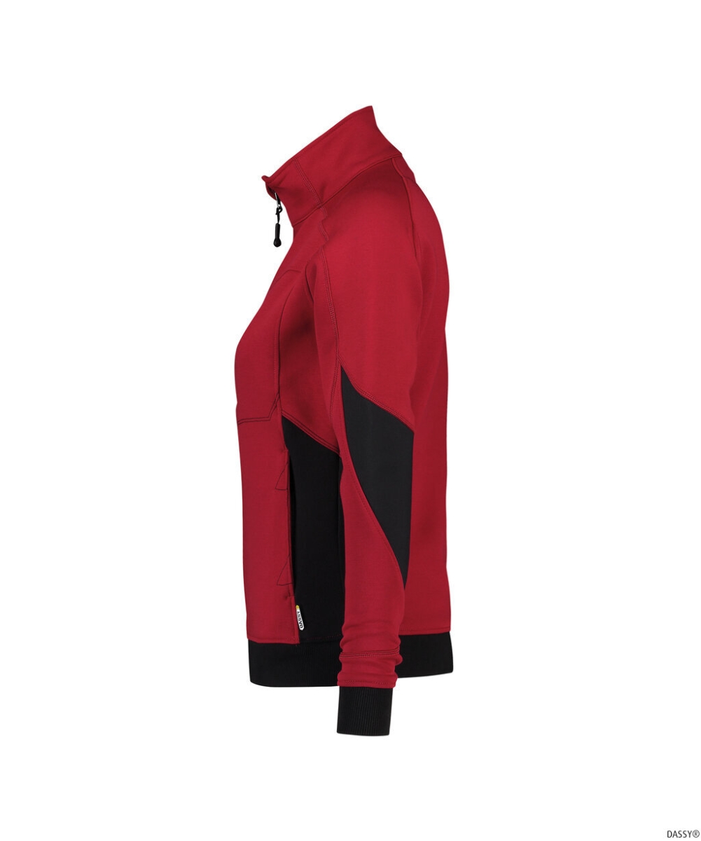 DASSY-Worker-Shirts, Damen-Sweatshirt VELOX, rot/schwarz