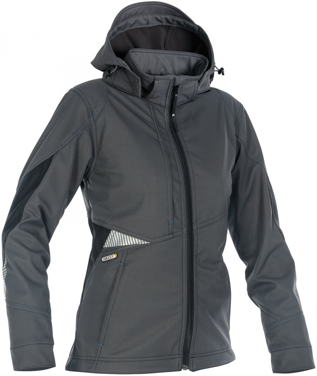 DASSY-Workwear, Damen-Softshell-Jacke "GRAVITY", grau/schwarz