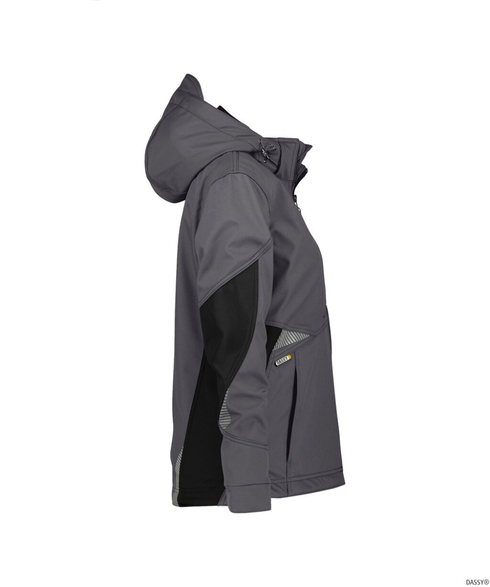 DASSY-Workwear, Damen-Softshell-Jacke GRAVITY, grau/schwarz