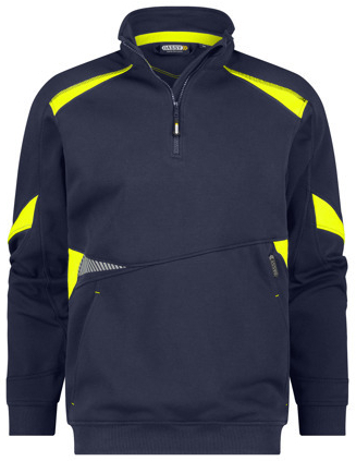 DASSY-Sweatshirt ARATU, 305 g/m², nachtblau/neongelb