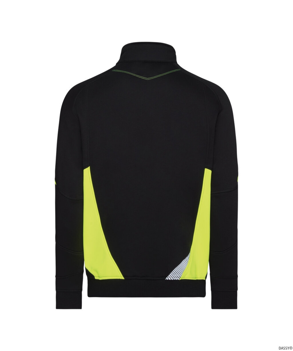 DASSY-Sweatshirt ARATU, 305 g/m², schwarz/neongelb